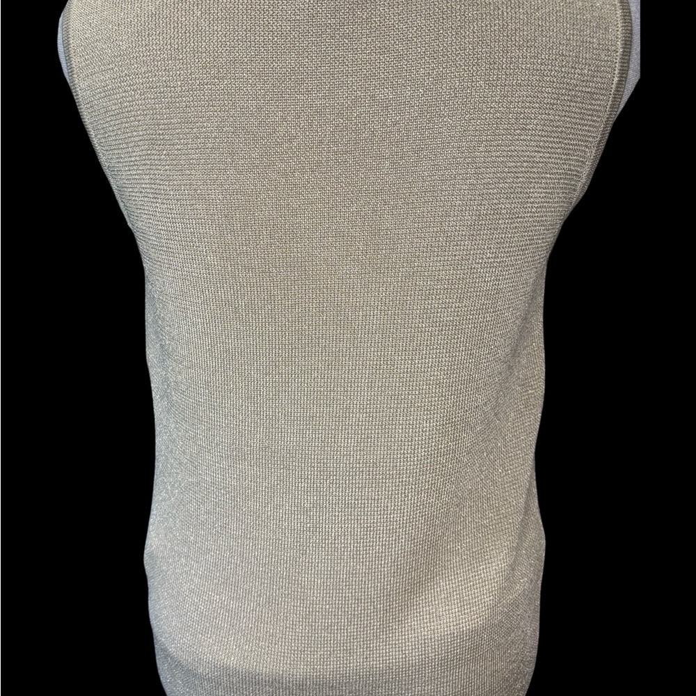 Chico’s Sleeveless Minimalist V Neck Metallic Tank Color Silver - Picture 2 of 4